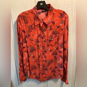 Floral Red Snap front Shirt